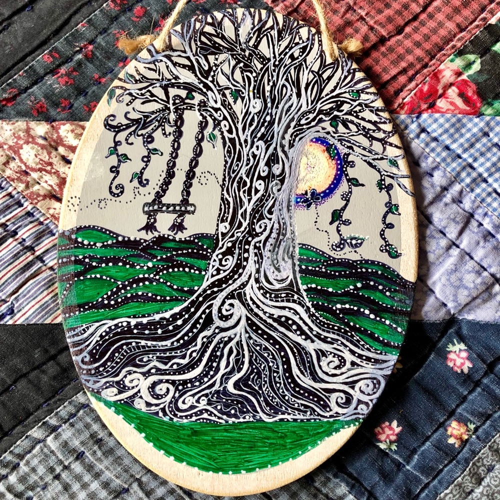 Hand painted original art (by me) whimsical Tree
